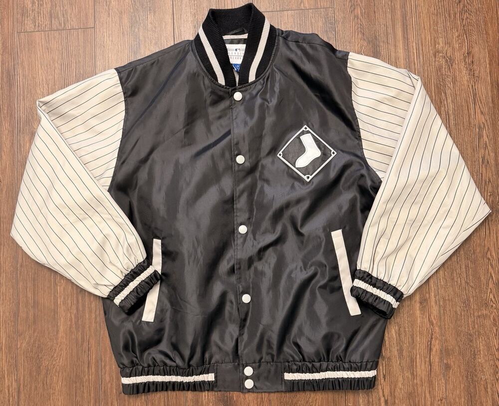 Chicago White Sox MLB Genuine Merchandise Varsity Jacket Mens L Black Snap Coat